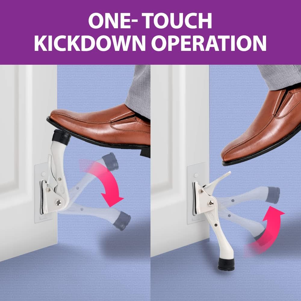 Door Stopper with Adhesive Bracket Stickers, No Drilling or Tools Needed, Available for All Doors, Door Holder, Heavy Door Stop, KickDown Door Stoppers, Bottom of Door by HASHI (Black/Bracket)
