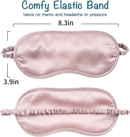 LULUSILK Mulberry Silk Sleep Eye Mask & Blindfold with Elastic Strap/Headband, Soft Eye Cover Eyeshade for Night Sleeping, Travel, Nap(Pink)