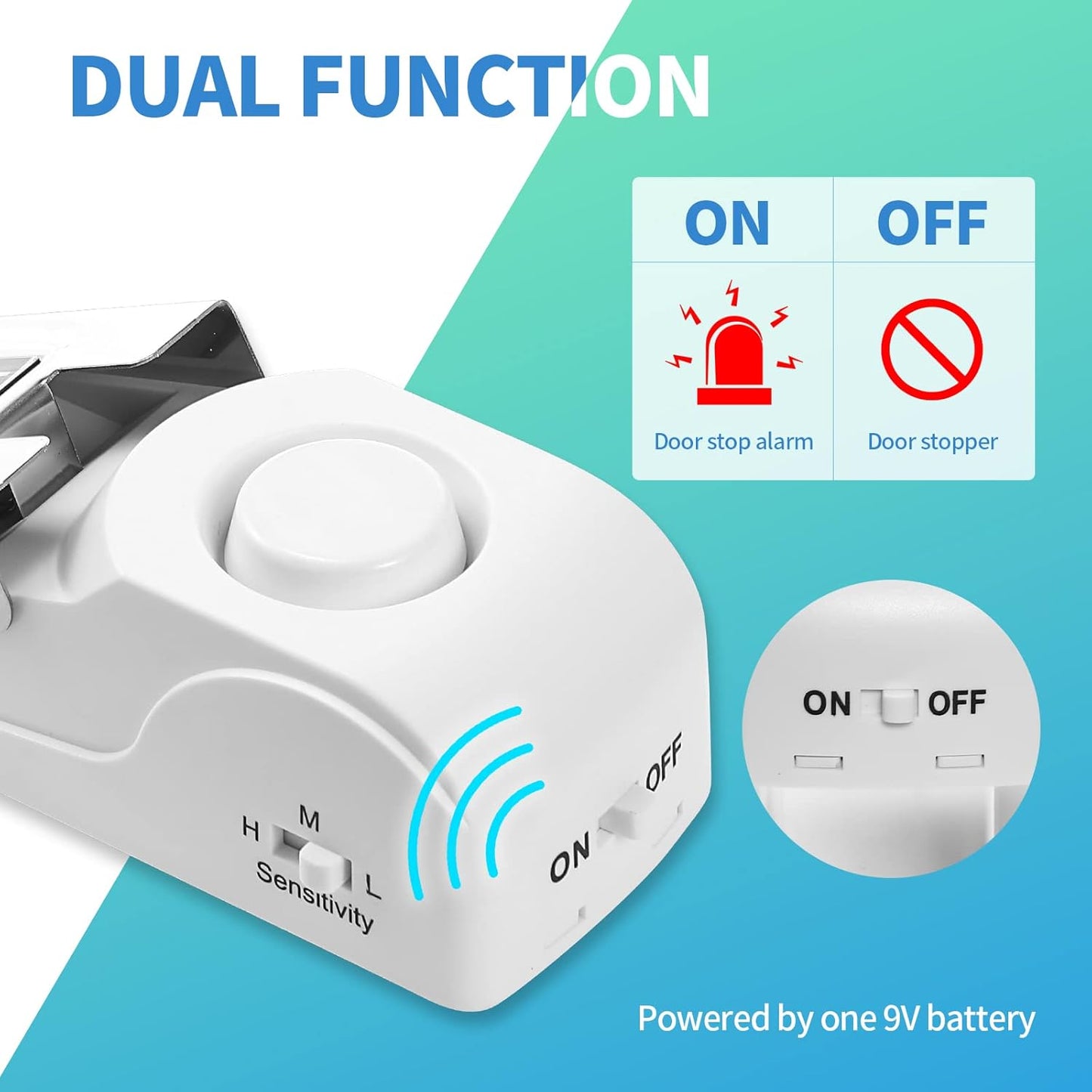 Door Stop Alarm, Door Stopper with 120DB Security Alarm, Floor Wedge Doorstop for Travel Apartment Home House (Pack of 3)