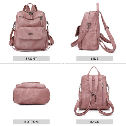 PU Leather Backpack Purse for Women Fashion Multipurpose Design Handbag Ladies Shoulder Bags Travel Backpack Pink