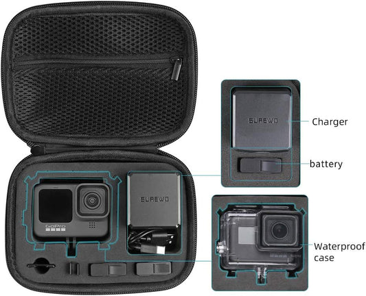 SUREWO Surface-Waterproof Carrying Case Compatible with GoPro Hero 13/12/11/10/9/8/7/(2018)/6/5 Black,DJI osmo action,AKASO/Campark/YI Action Camera and More