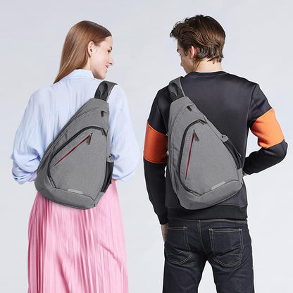 mixi Sling Bag Men Backpack Unisex One Shoulder Bag Hiking Travel Backpack Crossbody with USB Port for Men Women Versatile Casual Daypack-19 inch,Gery