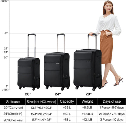 Hanke 20 Inch Expandable Carry On Luggage 22x14x9 Airline Approved Softside Suitcases with Wheels Lightweight Travel Luggage Rolling Suitcase with Lock for Men and Women.(Dark Gray)