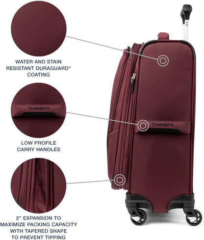 Travelpro Maxlite 5 Softside Expandable Carry-On Luggage with Spinner Wheels, Lightweight, 21-Inch —Burgundy
