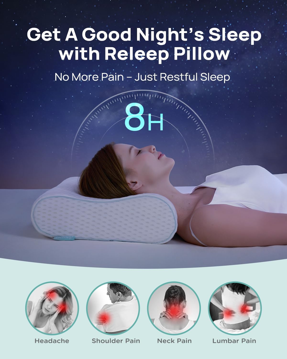 Ergonomic Memory Foam Pillow - Orthopedic Cervical Support Pillow for Neck & Shoulder Pain Relief, Adjustable Contour Pillow for All Sleeping Positions，King Size