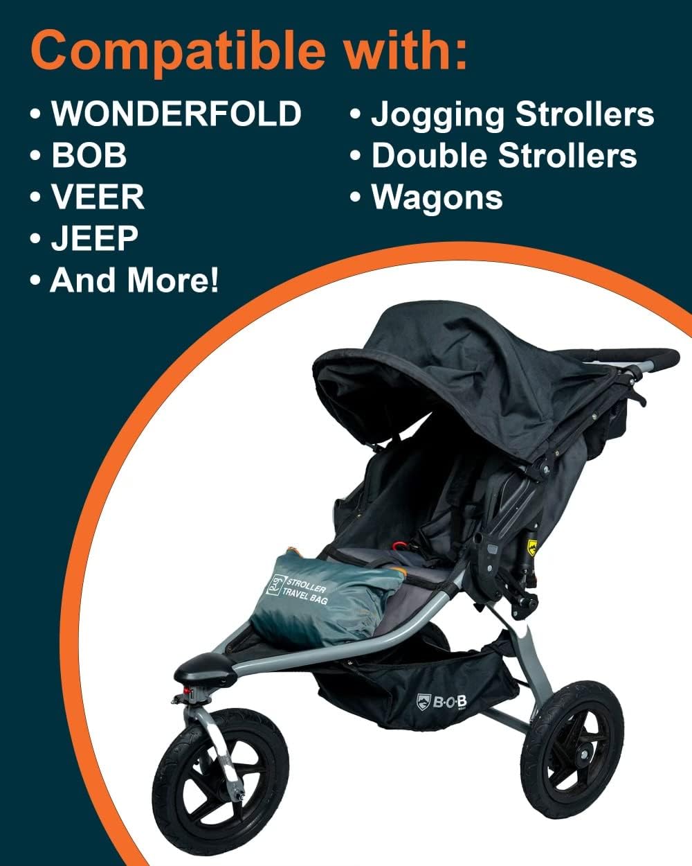 Extra Large,Heavy Duty Stroller and Car Seat Gate Check Bag,Compatible with: WONDERFOLD, BOB, DOONA, RADIO FLYER, VEER, JEEP WAGON, ETC., double and Jogging Strollers,Stroller Bag for Airplane