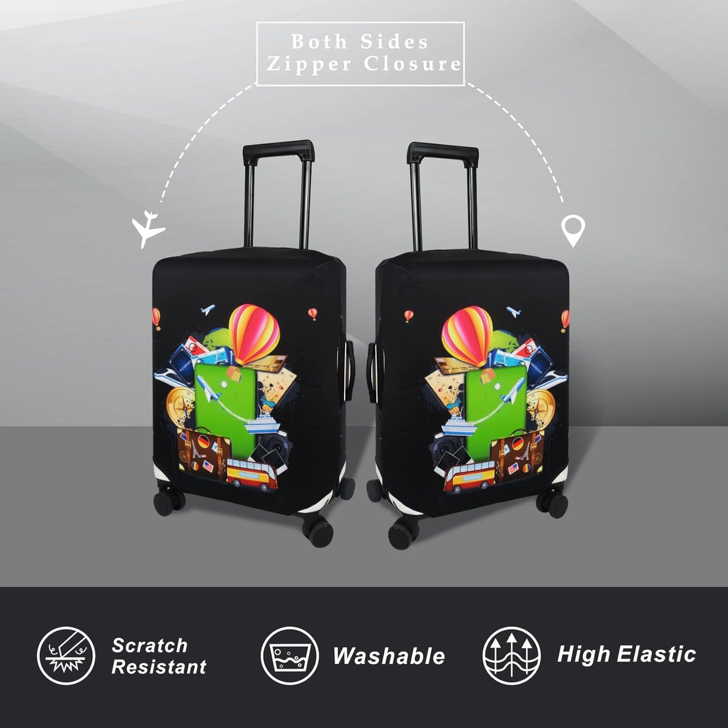 Explore Land Luggage Cover Suitcase Protector Fits 23-26 Inch Case (Travel, M)