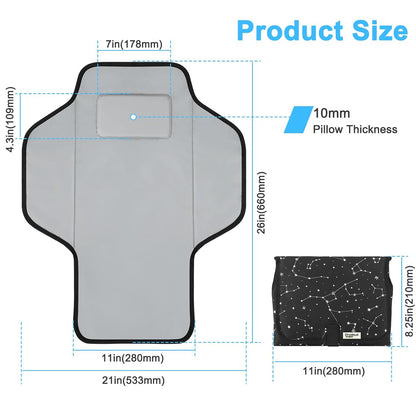 Portable Changing Pad Travel - Waterproof Compact Diaper Changing Mat with Built-in Pillow - Lightweight & Foldable Changing Station