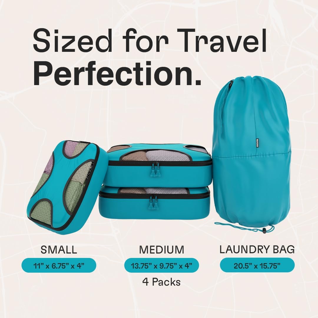 Shacke 6 Set Packing Cubes for Travel - Compression Packing Bags/Travel Organizer - Luggage Organizer Bags for Traveling - Travel Essentials for Women - Cruise Must Haves Packing List