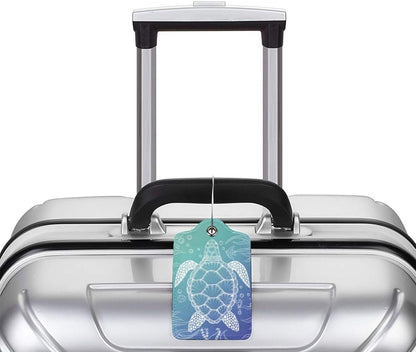 2 Pack Sea Turtle Luggage Tag for Suitcases, Cute Turtle Theme Party Decorations Leather Tags, Cruise Ship Essential Travel Unique Gift for Men Women Couples Lover, Funny Christmas Birthday Gifts