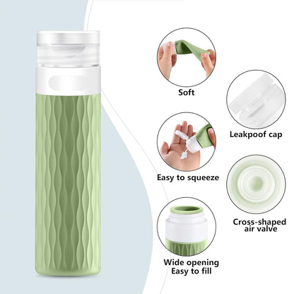 Travel Bottles for Toiletries, TSA Approved 3.4oz Travel Size Containers, BPA Free Leak Proof Silicone Traveling Bottles, Refillable Travel Essentials Kits for Shampoo Conditioner(4 Pack)-C