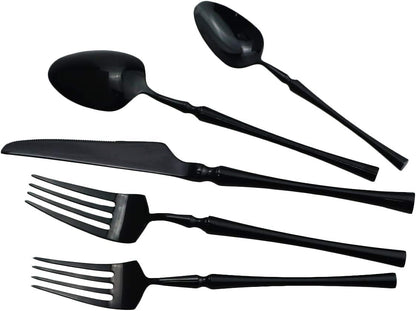 Gugrida 20 piece Black Flatware Set 304 Stainless Steel Fork Spoon Cutlery Luxury Mirror Polished Silverware, Dishwasher Safe, Service for 4