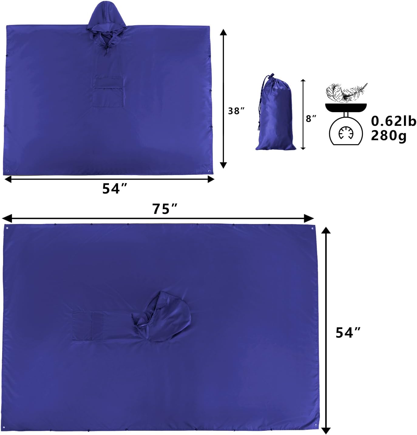 salamra Hooded Rain Poncho Waterproof Raincoat Jacket for Men/Women/Adults with Pocket