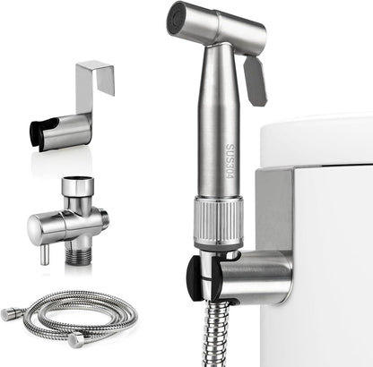 Bidet Sprayer for Toilet with Adjustable Water Pressure, Handheld Bidet Sprayer Kit- Stainless Steel（Don't‌ Use Teflon Tape for Installation）