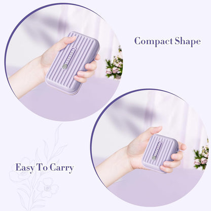 Travel Pill Organizer Box with Medicine Labels, 2Pack 7 Compartments Portable Pill Case, Daily Medication Organizer Storage Pill Container for Pocket Pharmacy(Purple, S+L 2pack)