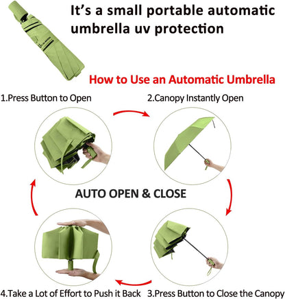 BAODINI Small UV Protection Travel Umbrella Compact for Rain and Sun UPF 50+ 41 inch Portable Umbrella for Women and Men