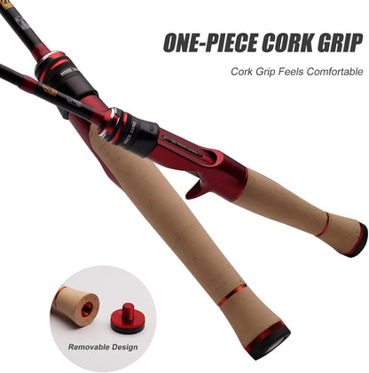 PURELURE Fishing Rod Telescopic, Carbon Fiber Spinning Casting Travel Rod, Spare Solid Carbon Tip, 3A Cork Handle, ABS Metal Reel Seat, Floating Guide Ultralight Portable Fishing Pole