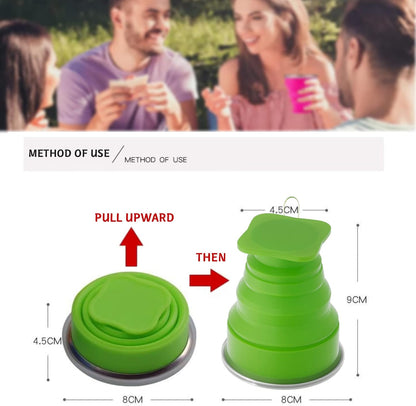 Collapsible Cup - Silicone Foldable Cup-Expandable Folding Drinking Reusable Portable Mugs Cups For Travel, Camping, Hiking, Survival, Car, Picnic, Beach, Holiday Vacation, Outdoor Sports Green