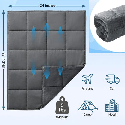 L'AGRATY Weighted Lap Blanket 7lb: Small Weighted Blankets for Adults Portable Travel - Cooling Pad Blanket for Relaxation Sleeping - Cozy Lap Washable All-Season(29" x 24")