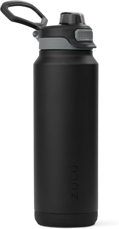 ZULU Powerfill Pro 32oz Stainless Steel Water Bottle with Quick Fill Lid, Triple Walled Vacuum Insulated Metal, Leak Proof Locking Lid, Sip and Chug, Reusable BPA Free, Black