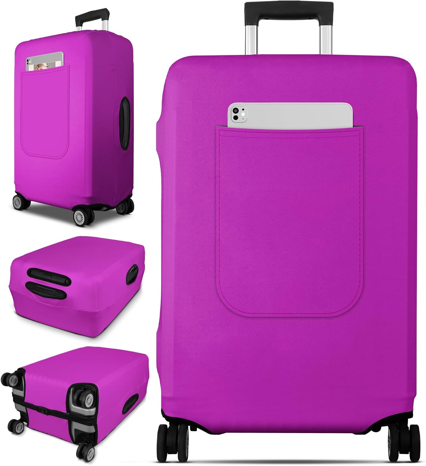 Slohif Luggage Cover for Suitcase Tsa Approved Protector - Luggage Sleeve Suit Case Cover Travel Stretch Large Baggage Case Protective Washable Fit 22-24 Inch Purple