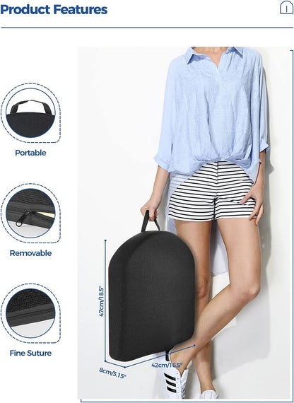 Tsumbay Seat Cushion for Office Soft Memory Foam Seat Cushion with Carry Handle，Washable Cover，Comfortable Coccyx Cushion for Home Office Chair Pad, Car Seat, Wheelchair -Black