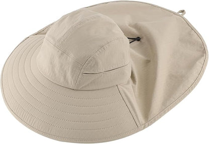Home Prefer UPF 80+ Sun Hat for Men Women Wide Brim Sun Hat with Neck Flap Summer Safari UV Protection Gardening Fishing Hat