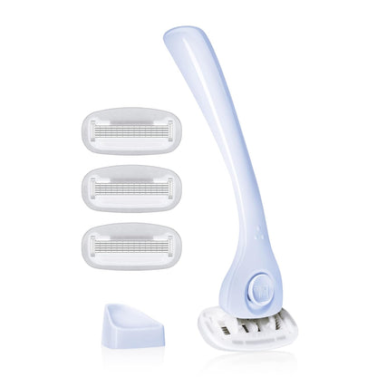 Billie Razors for Women Shave Kit with Women’s Razor, 4 x 5-Blade Razor Refills, Magnetic Holder - Cool Blue and Malibu