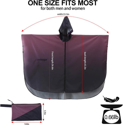 Rain Poncho Jacket Coat Hooded Zipper Style for Women/Men/Adult with Pocket