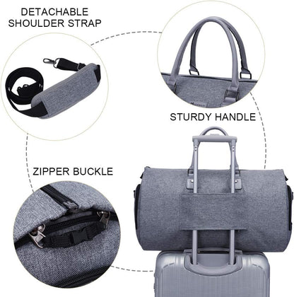 Modoker Convertible Garment Bag with Toiletry Bag, Carry On Garment Duffel Bag for Men Women Travel, Multi-Function Suit Bag 2 in 1 Hanging Suitcase, Grey