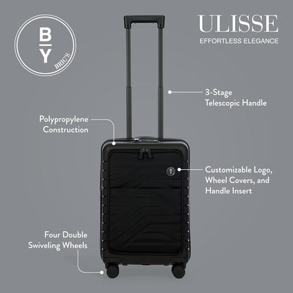 Bric's B|Y Ulisse Spinner Carry-On Suitcase, Lightweight Expandable Hard Shell Luggage with TSA Lock and Smooth 360° Wheels 21 Inch – Nero