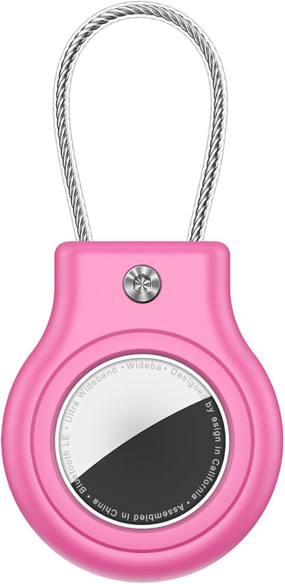 Waterproof Airtag Holder,Airtag Case with Secure Lock,Airtags Keychain for Apple Airtag,Anti-Lost Protective Cover Air tag Accessories for GPS Item Finder Tracker Luggage,Bag,Key,Pet,Cat,Dog-Rose Pink