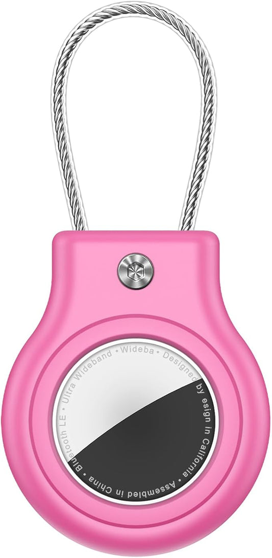 Waterproof Airtag Holder,Airtag Case with Secure Lock,Airtags Keychain for Apple Airtag,Anti-Lost Protective Cover Air tag Accessories for GPS Item Finder Tracker Luggage,Bag,Key,Pet,Cat,Dog-Rose Pink