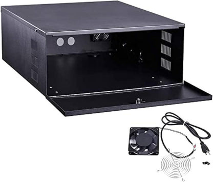 Kenuco White Heavy Duty 16 Gauge Steel DVR Security Lockbox with Fan (BK 18'' X 17.9'' X 4.96'')