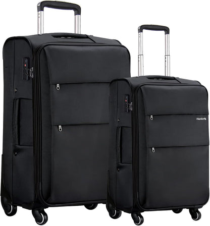 Hanke 20/28 Inch 2 Piece Luggage Sets with Spinner Wheels Expandable Luggage Large Suitcases with Wheels Lightweight Travel Luggage Rolling Suitcase with Lock Softside Checked Luggage.(Dark Gray)