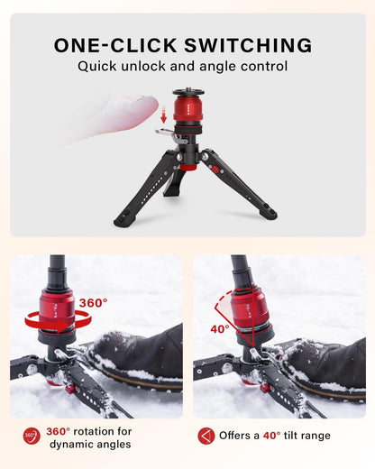 IFOOTAGE 71”Carbon Fiber Monopod with Feet Cobra 3 Monopod C180F-P,Pedal Base Tripod CB3 Base-P Low Profile,for Sony,Nikon,DSLR,Max.Payload 17.64lb/8KG