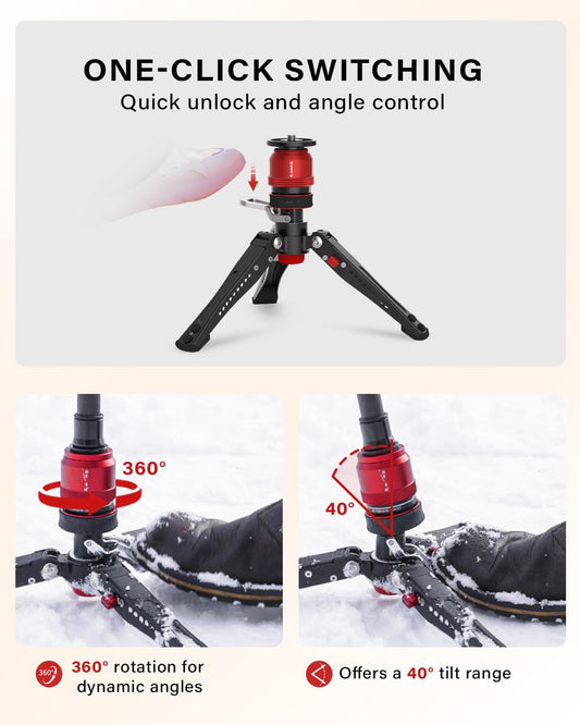 IFOOTAGE 71”Carbon Fiber Monopod with Feet Cobra 3 Monopod C180F-P,Pedal Base Tripod CB3 Base-P Low Profile,for Sony,Nikon,DSLR,Max.Payload 17.64lb/8KG
