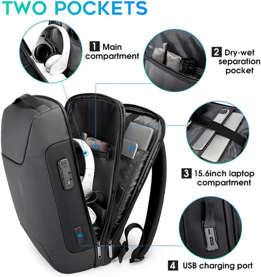 BANGE Anti Theft Backpack，Smart Business Laptop Fits 15.6 Inch Notebook, Work Backpack with USB Charging Port for Men and Women…