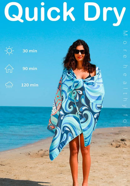 2 Pack Microfiber Lightweight Beach Towel Sand Free Quick Dry Absorbent Thin Compact Towels for Swimming Pool Camping Beach Accessories Large Easy Pack Travel Things for Vacation Essentials Gift