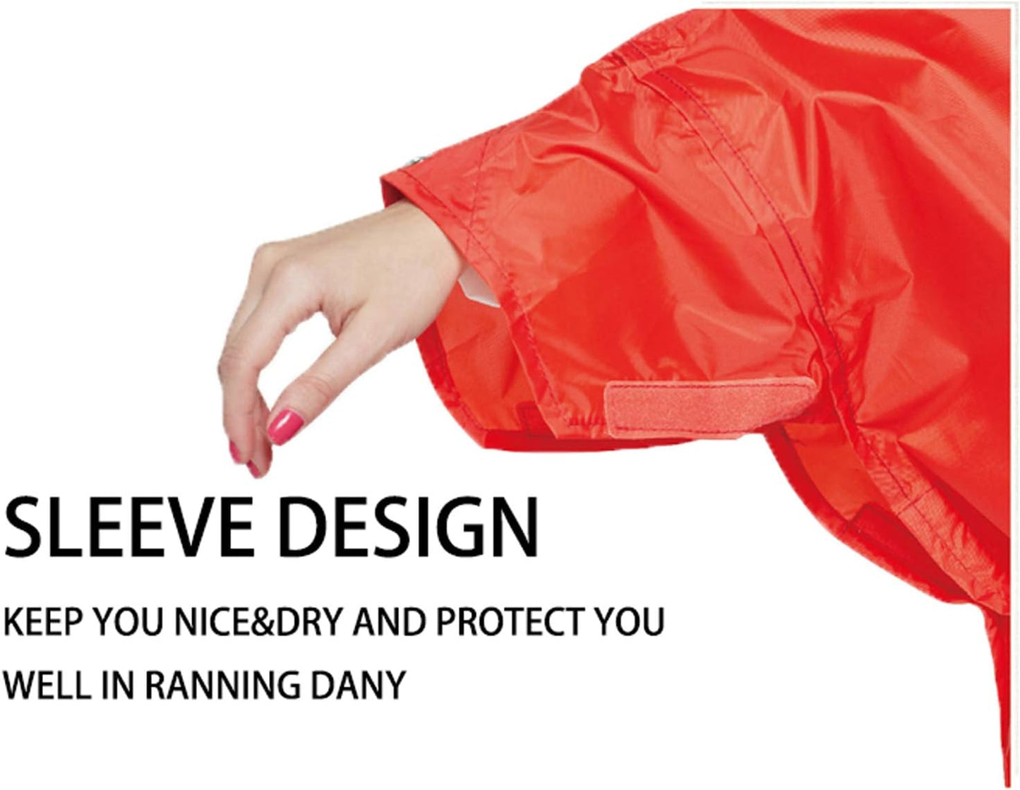 longsinger Rain Poncho for Adult, Waterproof Rain Poncho with Hood and Sleeve, Ideal for Hiking, Hunting, Camping