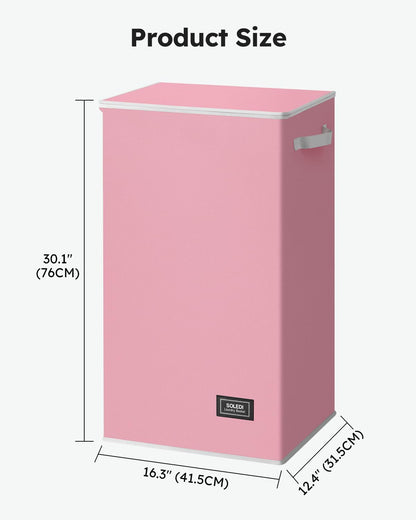 SOLEDI Laundry Hamper with Lid 100L Large & Tall Collapsible Laundry Basket, Clothes Hamper with Bag Removable Easy to Carry, Dirty Hampers for Bedroom, Bathroom, Dorm, College, Pink