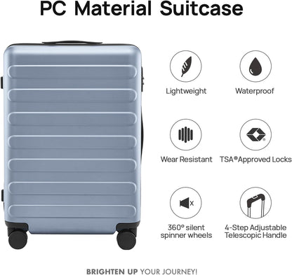 Carry on Luggage 22 X 14 X 9 Airline Approved, 20 Inch Luggage for 3-5 Days Travel, Double Spinner Wheels, 100% Hardshell PC, TSA Lock (03-Shadow (Basic), Checked 28-Inch)