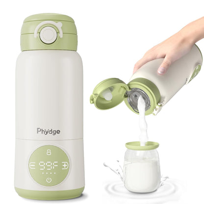 Portable Bottle Warmer for Travel, 15oz Capacity Portable Milk Warmer for Baby, Formula, Breast Milk & Water, On The Go Bottle Warmer with Long Battery Life, Even Heating, Precise Temperature Control