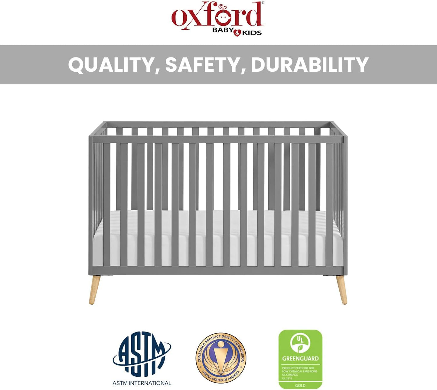 Oxford Baby Cozy Nest Convertible Island Crib, Dove Gray/Natural