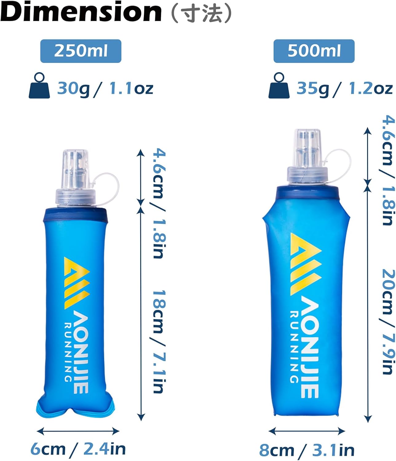 TRIWONDER Soft Flask Collapsible Water Bottles Running Bottle BPA-Free Foldable Handheld Runner Water Flask for Hydration Pack Marathon Hiking Cycling Climbing Travel (250ml/8.45oz)