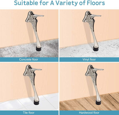 Door Stopper, One-Touch semi-Automatic Metal Door Stopper, with Non-Slip Rubber Tip for Wood, Concrete, Tiled, and Carpeted Floors (6inch x 1pack, Gold)