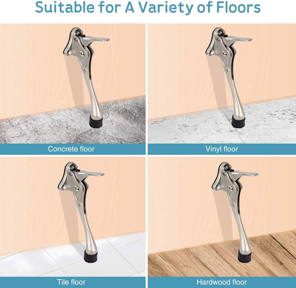 Door Stopper, One-Touch semi-Automatic Metal Door Stopper, with Non-Slip Rubber Tip for Wood, Concrete, Tiled, and Carpeted Floors (6inch x 1pack, Brown)