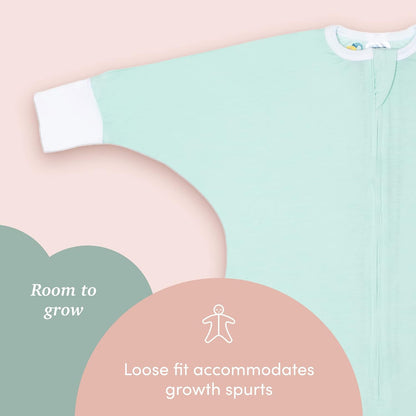 SleepingBaby Flying Squirrel Toddler Pajamas with Practical Zipper for Quick Diaper Changes and Travel Comfort - Mint - 12-24 Months