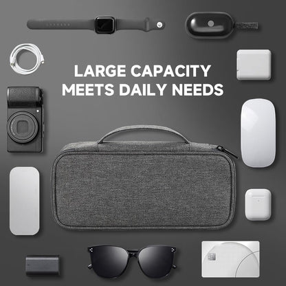 Teskyer Electronics Organizer Travel Case, Waterproof Portable Tech Accessories Pouch with Organized Compartments for Cables, Phone, Chargers, Earphone, Dark Grey