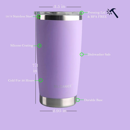 Purple Soft Touch Cup With Lid,20 Oz Insulated Double Wall Tumbler | Metal Drinking Camping Cup | Beer Gifts For Men,Spill Proof Perfect for Cappuccino & Protein Powder,Sip Coffee Mug